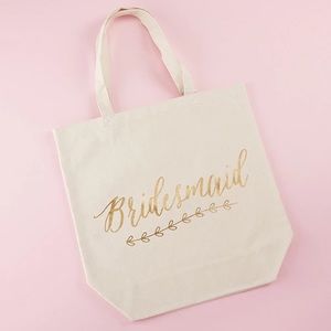 7 GOLD FOILED “BRIDESMAID” BAGS by Kate Aspen! Set of 7!